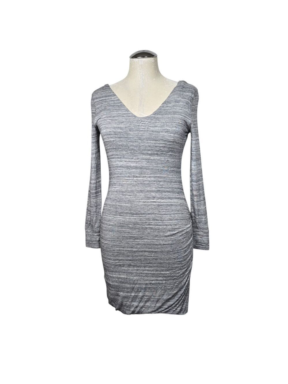Banana Republic Gray White Heathered V Neck Long Sleeves Dress S